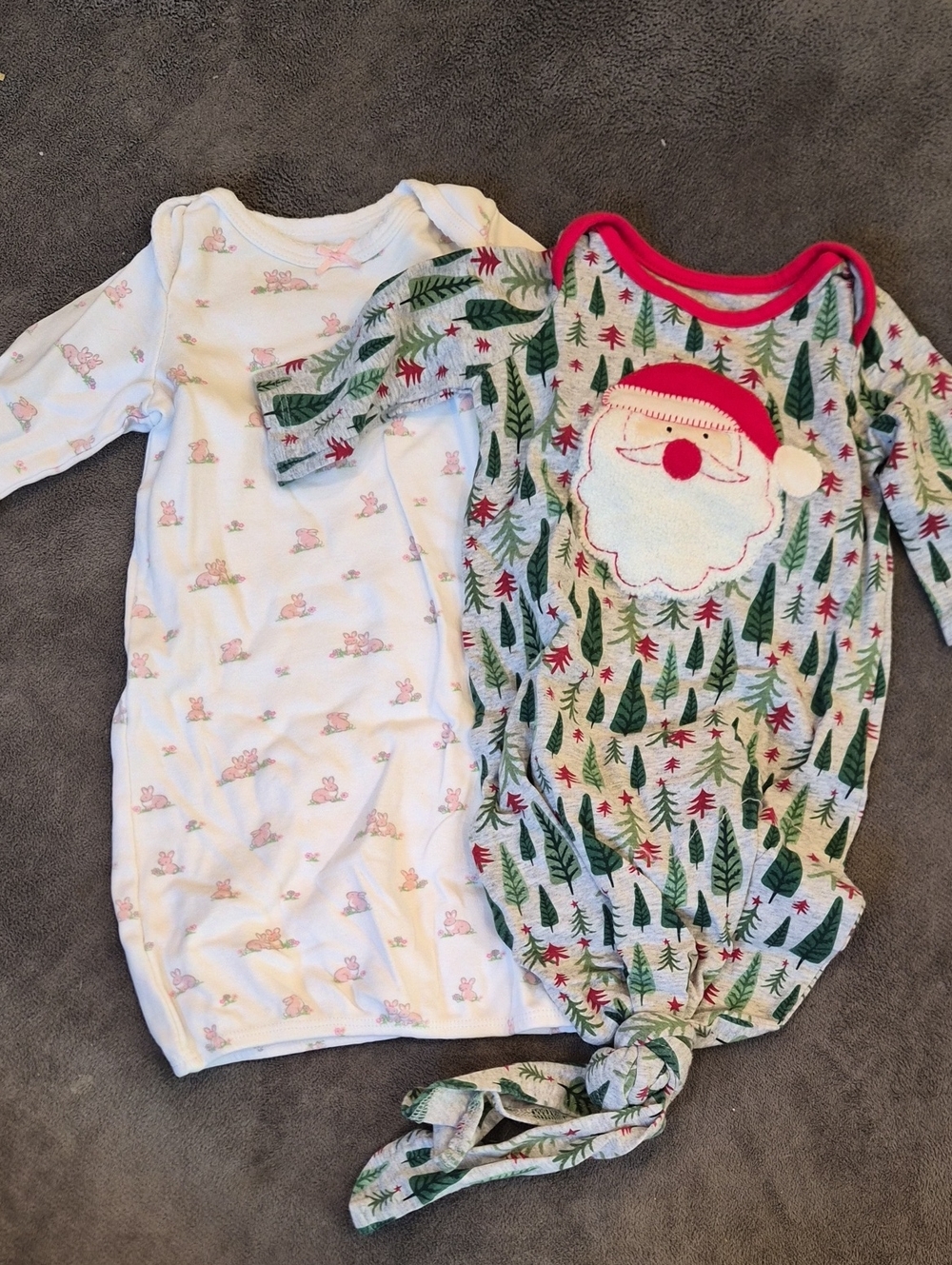 Christmas Tree Santa Knotted Baby Gown - Green